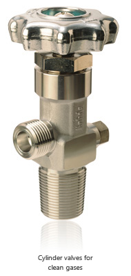 Cylinder valves for clean gases